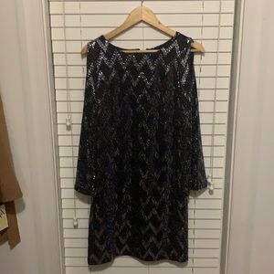 Black sequin cocktail dress